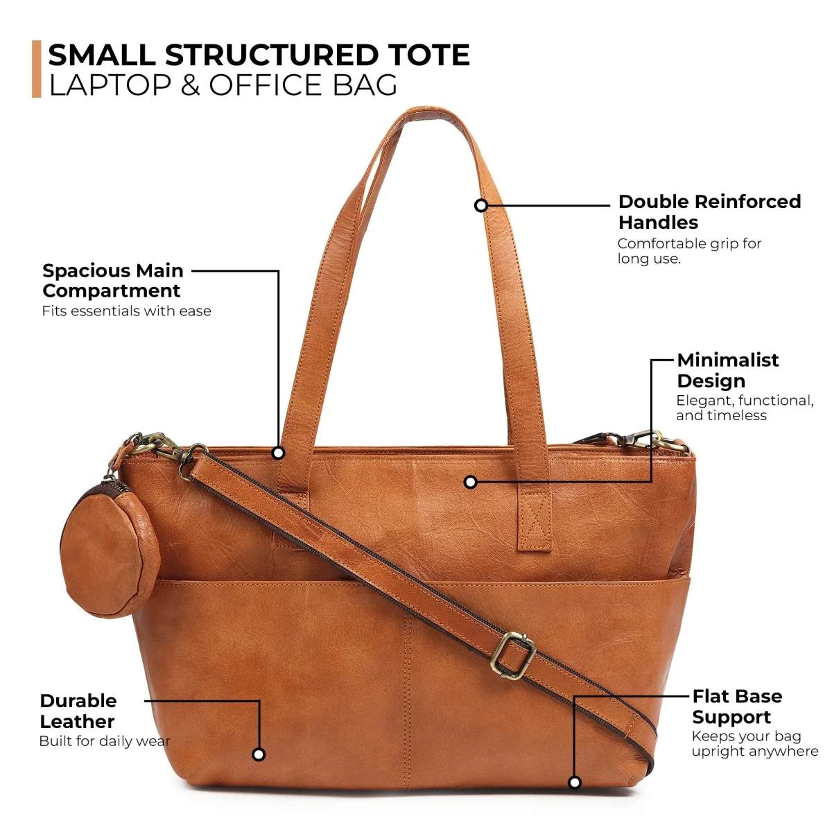 Daily Leather Market Tote - Tan - Imagen 9