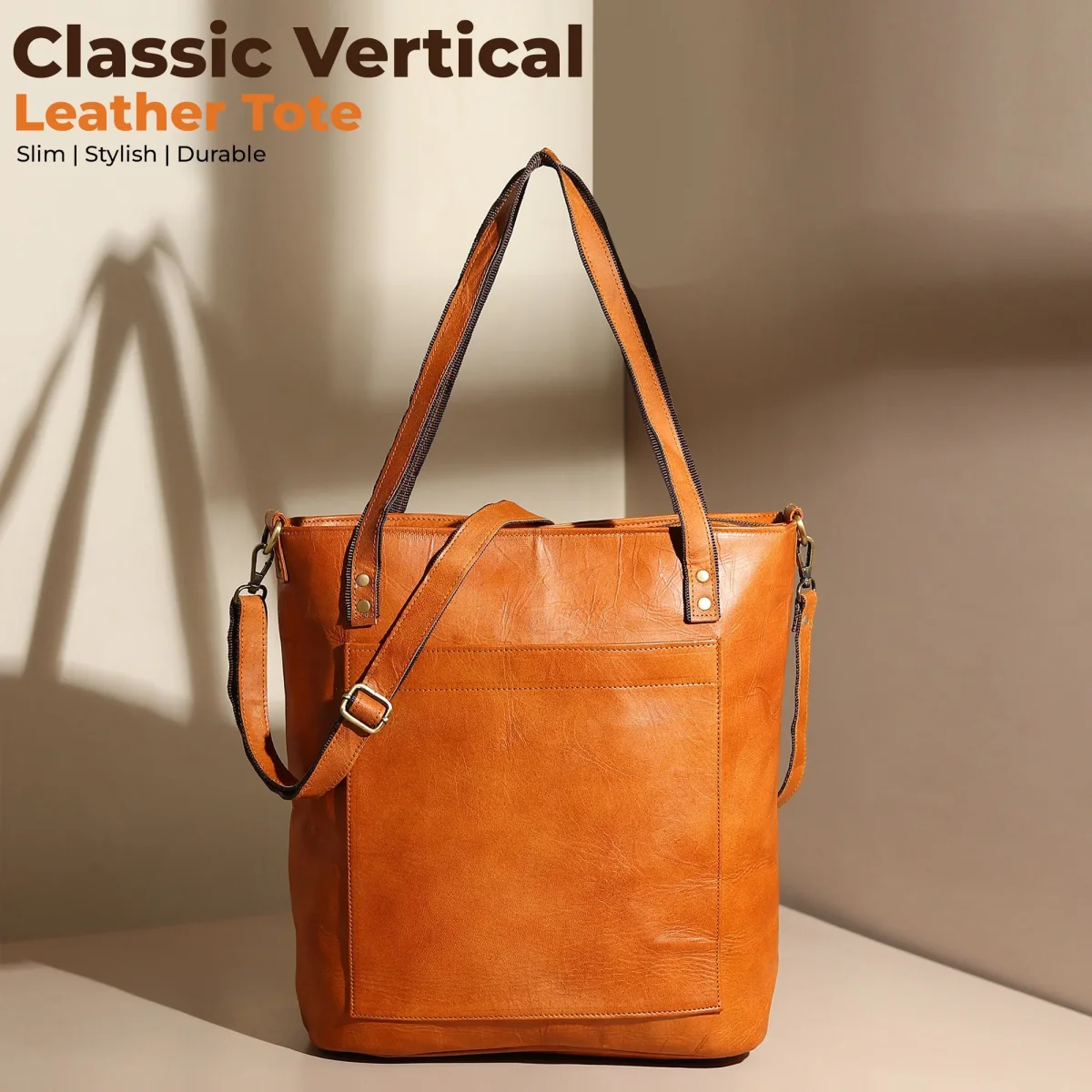 Classic Vertical Leather Tote - Imagen 2
