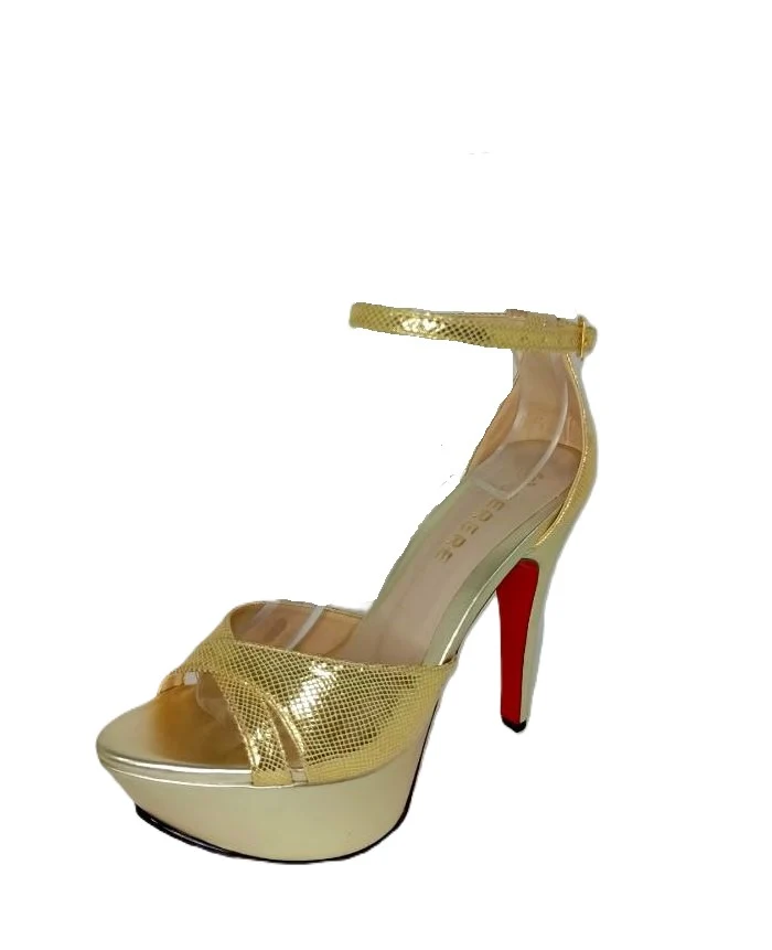 SANDALIA DE TACON CHAMPAGNE MODELO E-252