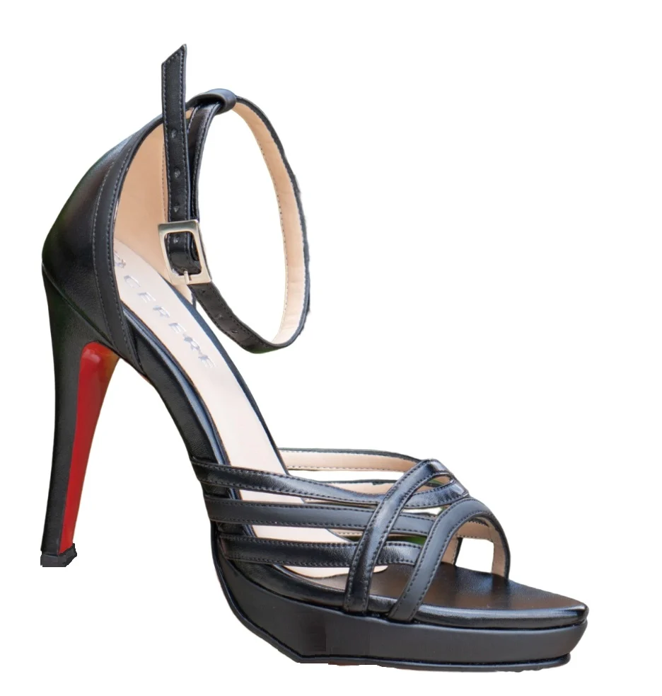 SANDALIA DE TACON NEGRO MODELO E-978 - Imagen 2