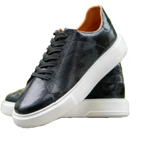 Zapatillas Urbanas para Hombre con Estampado de Piel de Serpiente en Negro - Modelo 1007CH
