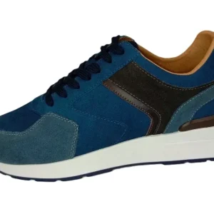 Zapatillas Elegantes para Hombre en Ante Azul Marino y Marrón - Modelo 1026