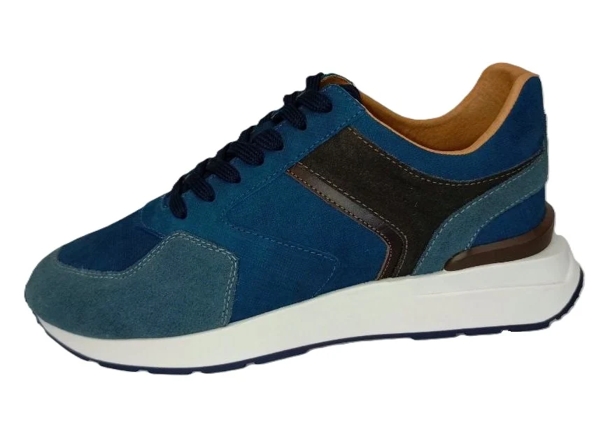 Zapatillas Elegantes para Hombre en Ante Azul Marino y Marrón - Modelo 1026 - Imagen 2