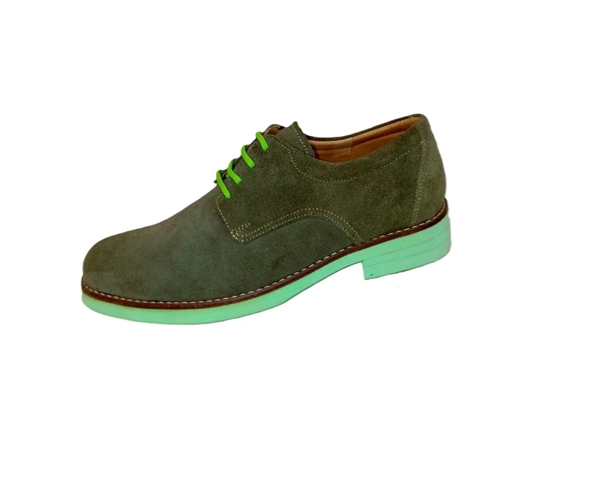 Zapatos Elegantes Casual para Hombre en Verde Militar - Modelo 2886 de Cuero de Alta Calidad - Imagen 2