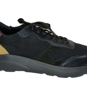 Zapatillas Negras Deportivas para Hombre con Detalles en Burdeos y Beige - Modelo 704