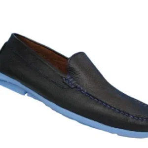 Zapatos Elegantes Casuales para Hombre en Cuero Azul Marino - Modelo 7519