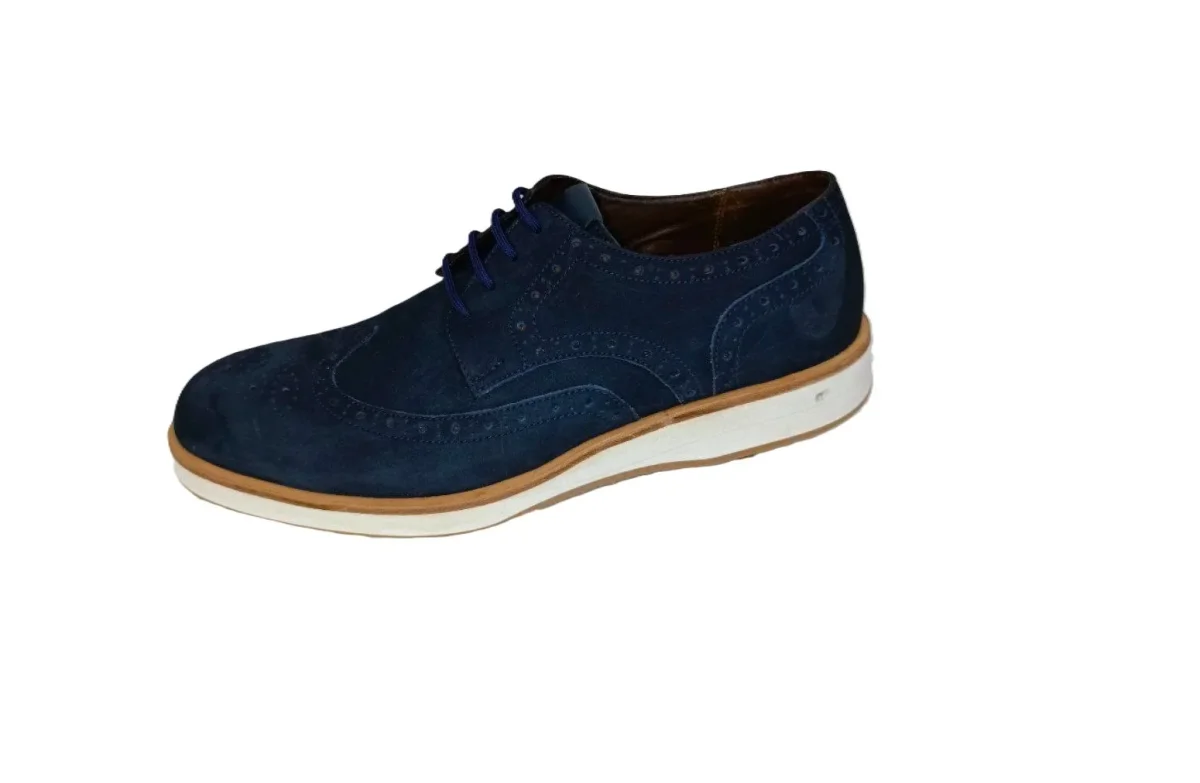 Zapatos Elegantes Casual para Hombre en Cuero Azul Marino - Modelo 7884 - Imagen 2