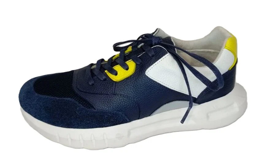 Zapatos Deportivos para Hombre en Azul Marino con Detalles Amarillos y Beiges - Modelo JACOS, Comodidad y Estilo para Todos los Días - Imagen 3