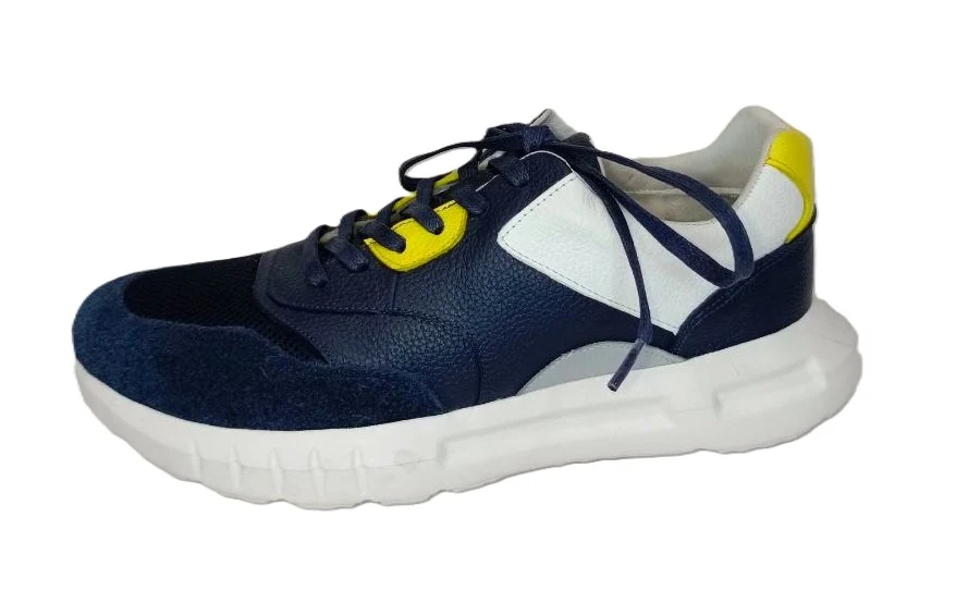 Zapatos Deportivos para Hombre en Azul Marino con Detalles Amarillos y Beiges - Modelo JACOS, Comodidad y Estilo para Todos los Días - Imagen 2