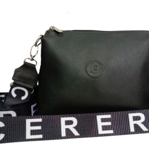Cartera Bandolera Elegante de Cuero Negro para Dama - Modelo GF04 de CERERE