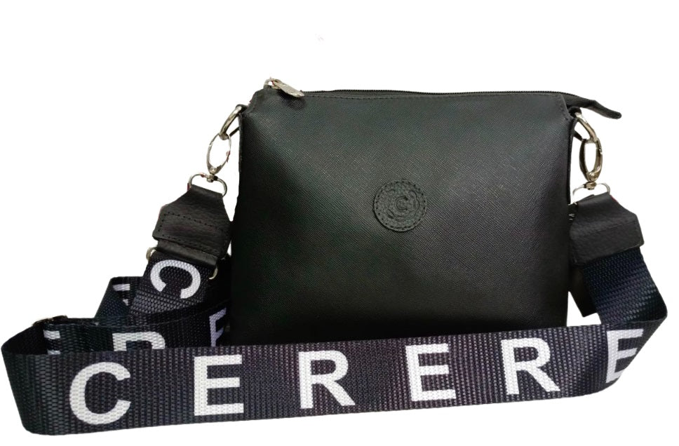 Cartera Bandolera Elegante de Cuero Negro para Dama - Modelo GF04 de CERERE - Imagen 2