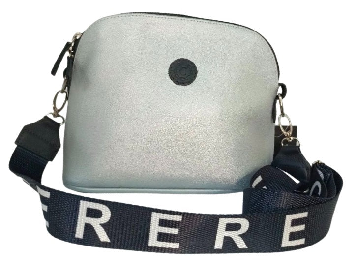 Cartera bandolera elegante de cuero en Plata/Negro modelo GF33 de CERERE - Imagen 2