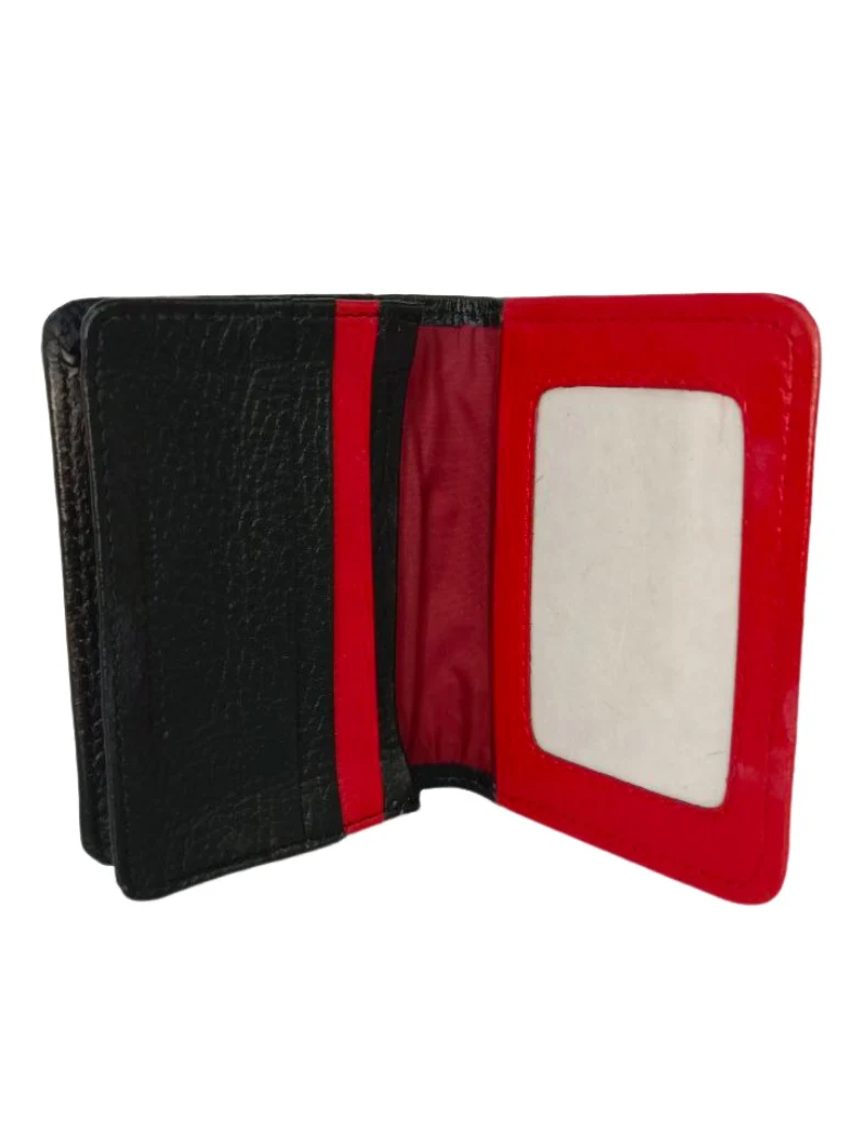 Tarjetero de Cuero Minimalista en Negro/Rojo - Modelo 050374 de Cerere - Imagen 3