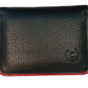 Tarjetero de Cuero Minimalista en Negro/Rojo - Modelo 050374 de Cerere