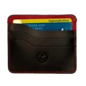 Tarjetero de Cuero Elegante en Negro y Rojo - Modelo 501 de Cerere