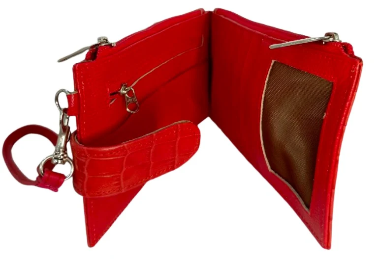 Tarjetero Rojo Organizador con Cierre y Compartimentos para Tarjetas y Documentos - Imagen 7