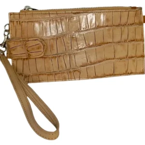Tarjetero Beige Multifuncional con Cierre y Compartimentos Organizados