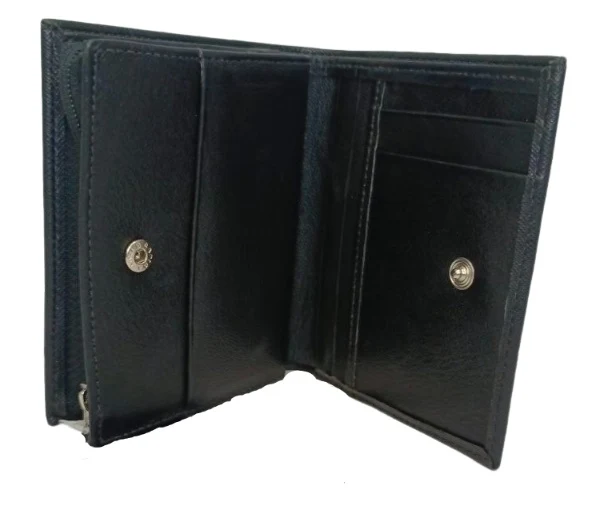 Monedero de Piel Elegante Negro con Cierre (Modelo 542) - Accesorio Clásico y Funcional - Imagen 3