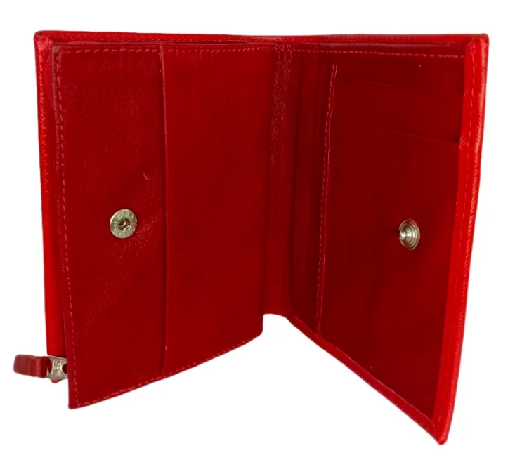 Monedero de Piel Elegante Rojo con Diseño Clásico y Cierres Opcionales - Imagen 3