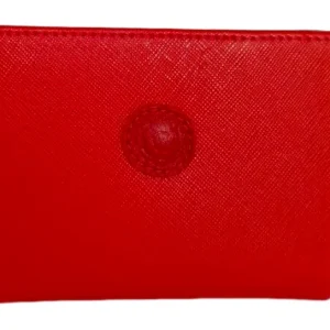 Monedero de Piel Elegante Rojo con Diseño Clásico y Cierres Opcionales