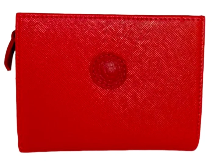 Monedero de Piel Elegante Rojo con Diseño Clásico y Cierres Opcionales - Imagen 2