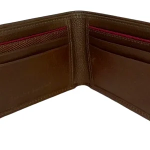 Billetera Cerere de Cuero y Textil en Marrón y Vinotinto - Modelo 040735 Elegante y Funcional