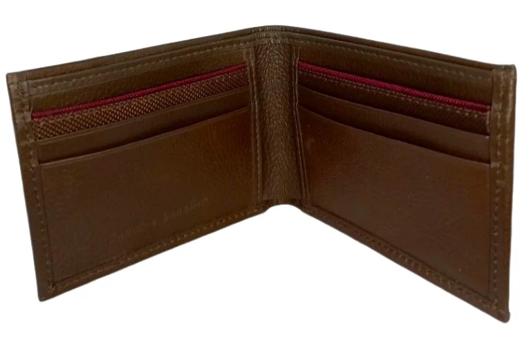 Billetera Cerere de Cuero y Textil en Marrón y Vinotinto - Modelo 040735 Elegante y Funcional - Imagen 2