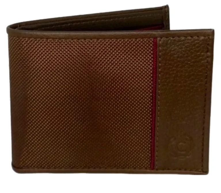 Billetera Cerere de Cuero y Textil en Marrón y Vinotinto - Modelo 040735 Elegante y Funcional - Imagen 3