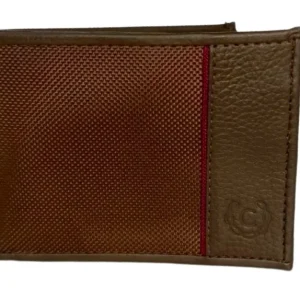 Billetera de Cuero y Textil en Marrón/Vinotinto - Modelo 040736 de Cerere con Diseño Elegante y Funcional