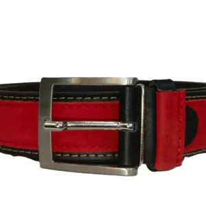 Cinturón de Piel para Caballero Negro/Rojo Modelo 4090 - Accesorio Elegante y Versátil