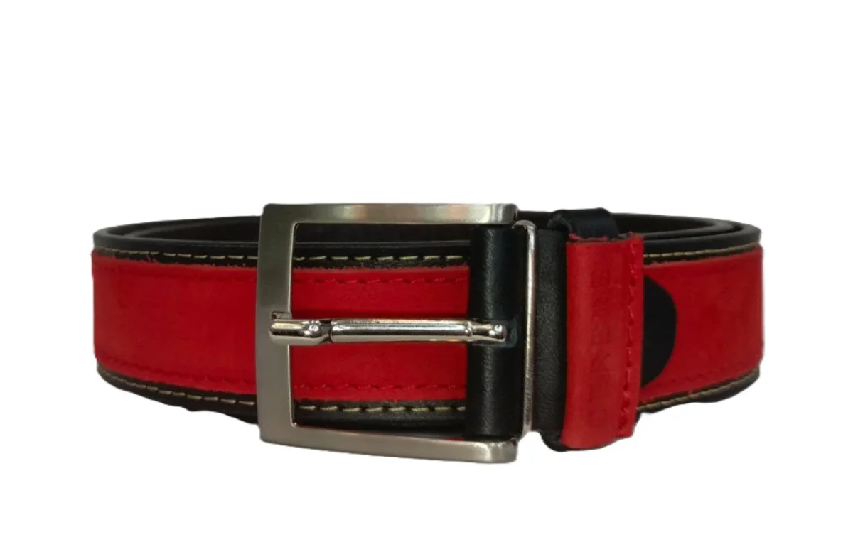 Cinturón de Piel para Caballero Negro/Rojo Modelo 4090 - Accesorio Elegante y Versátil - Imagen 2