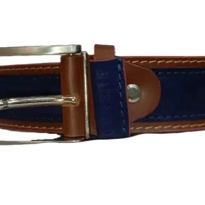 Cinturón de Piel para Hombre Brandy/Azul Modelo 4090 - Elegancia y Versatilidad en tu Look