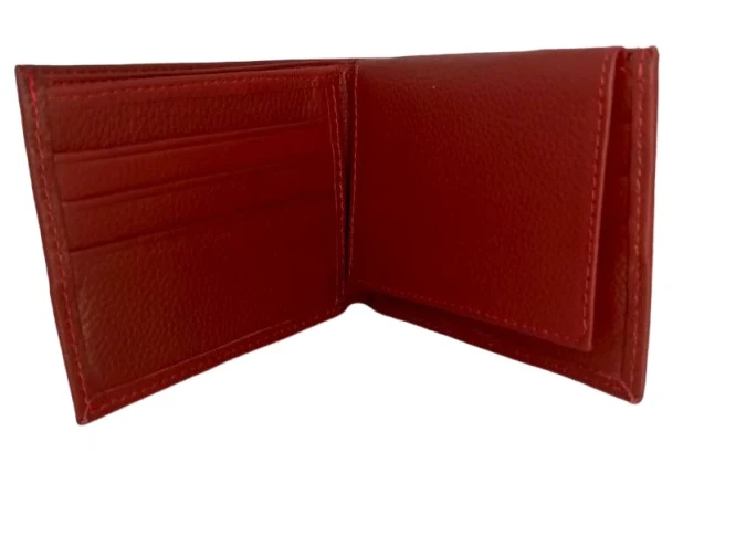Billetera de cuero rojo elegante modelo 609 para hombre - Imagen 3
