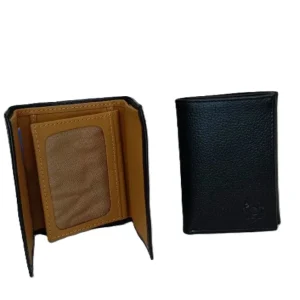 Billetera de Cuero Elegante en Negro y Camel - Modelo 647 para Hombre Moderno