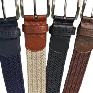 Cinturón Elástico de Cuero para Hombre en Negro - Modelo 9319, Diseño Moderno y Versátil