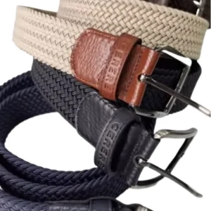 Cinturón Elástico de Cuero para Hombre en Color Marrón - Modelo Trenzado 9319