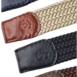 Cinturón Elástico de Cuero para Caballero en Beige/Colonial - Modelo 9319, Diseño Moderno y Casual