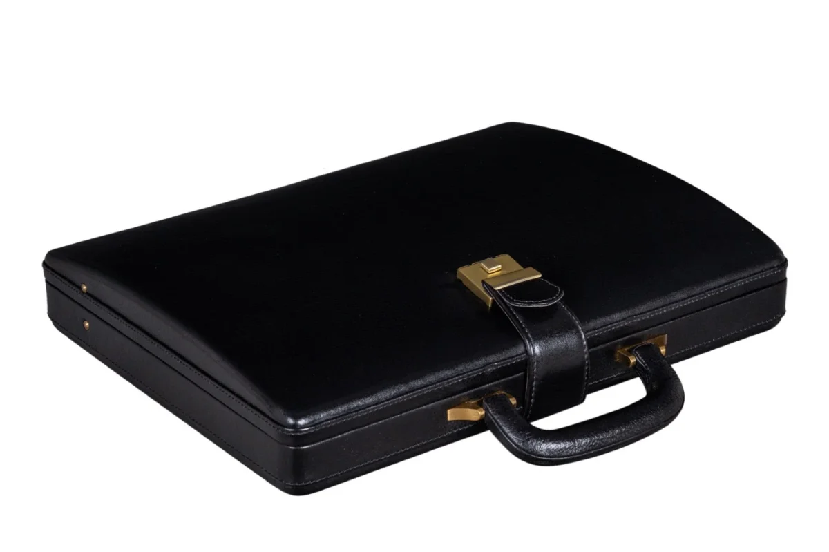 Leather Executive Men's Leather Attache Briefcase - Black - Imagen 4