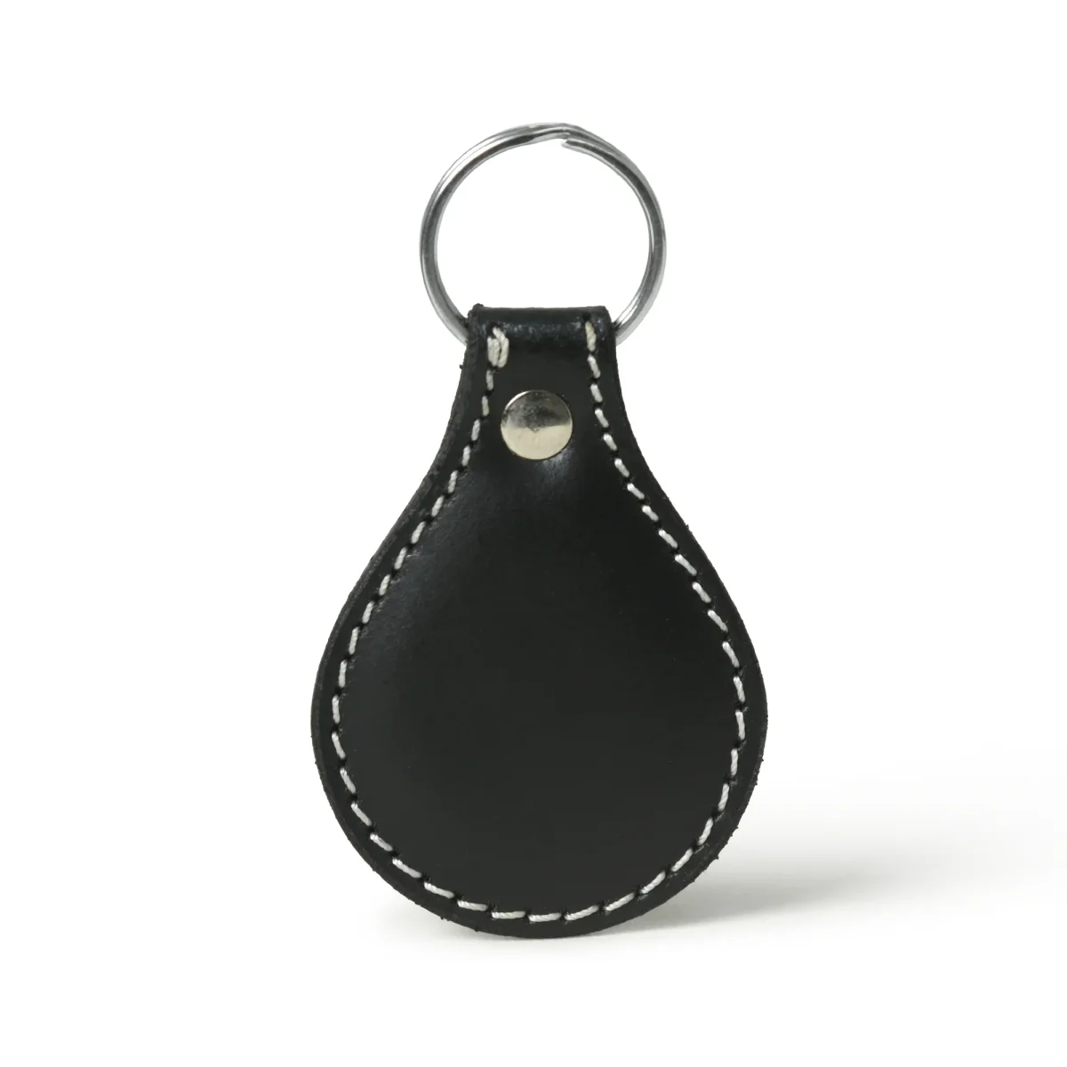 Black Oval Leather Keyring - Imagen 2