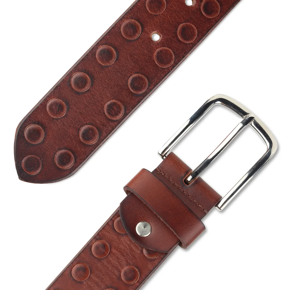 Classic Round Men's Leather Belt - Imagen 4
