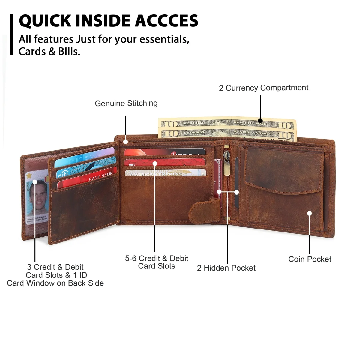 Buffalo Leather Men's Wallet - Hunter - Imagen 3