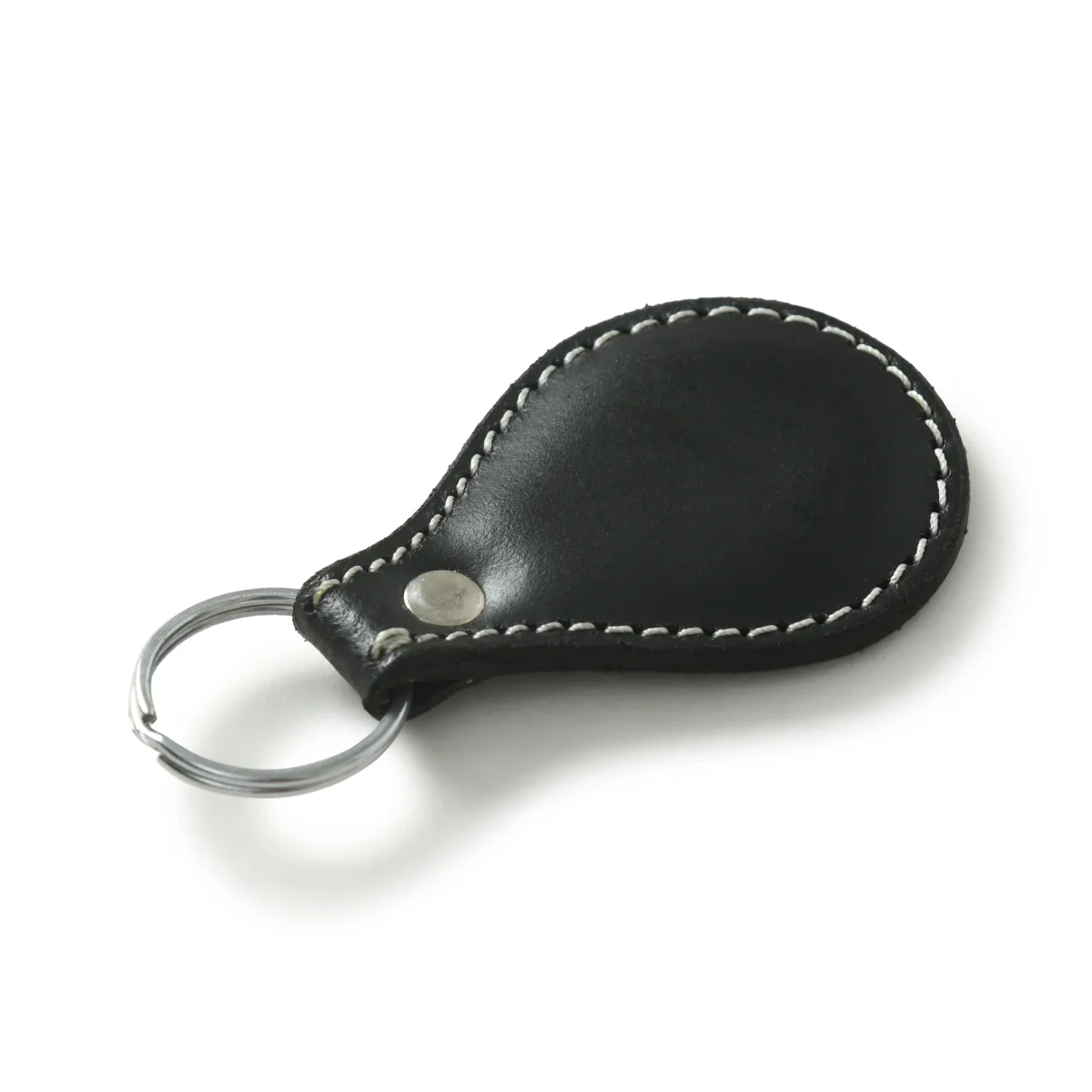 Black Oval Leather Keyring - Imagen 3