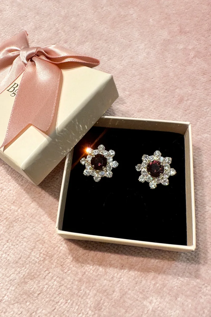 Pendientes Roseta granate - Imagen 3