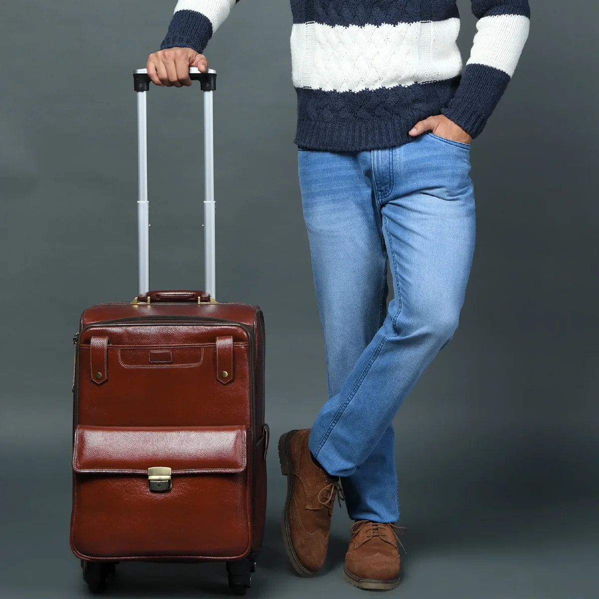 Leather Carry-On Trolly Bag - Imagen 4