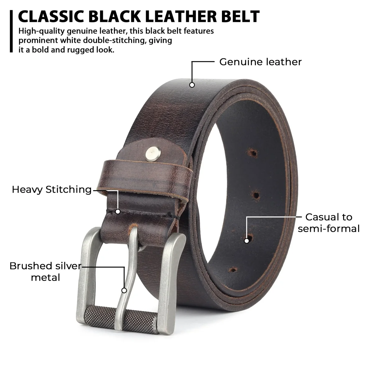 Retro Style Men's Leather Belt - Imagen 6