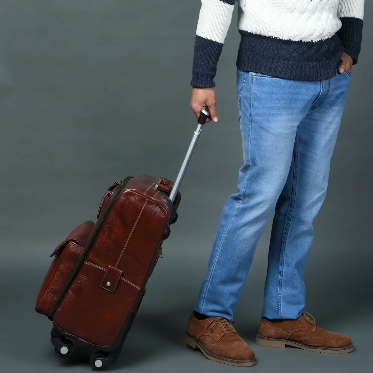 Leather Carry-On Trolly Bag - Imagen 9