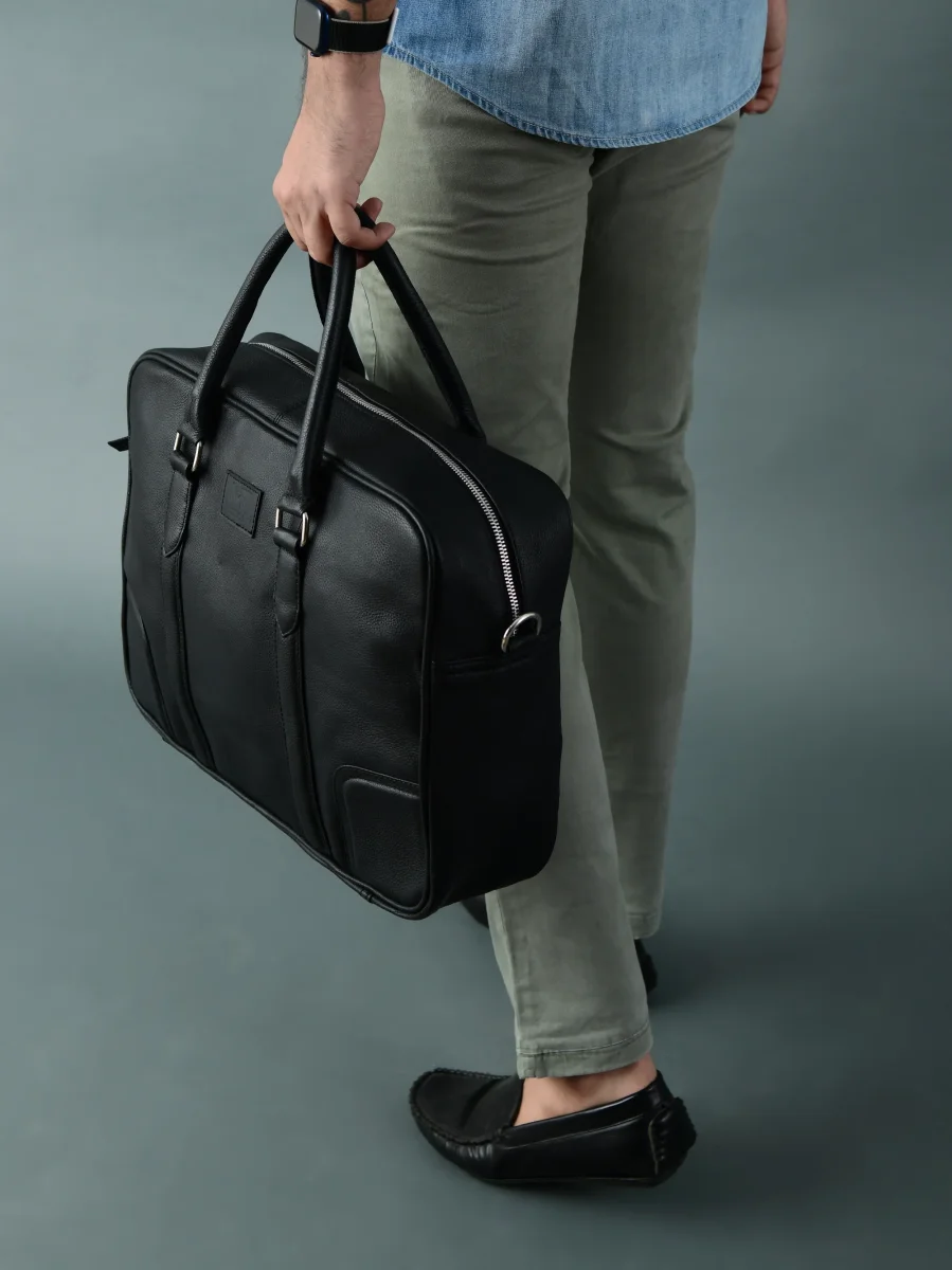 Texas Black Leather Briefcase - Imagen 6
