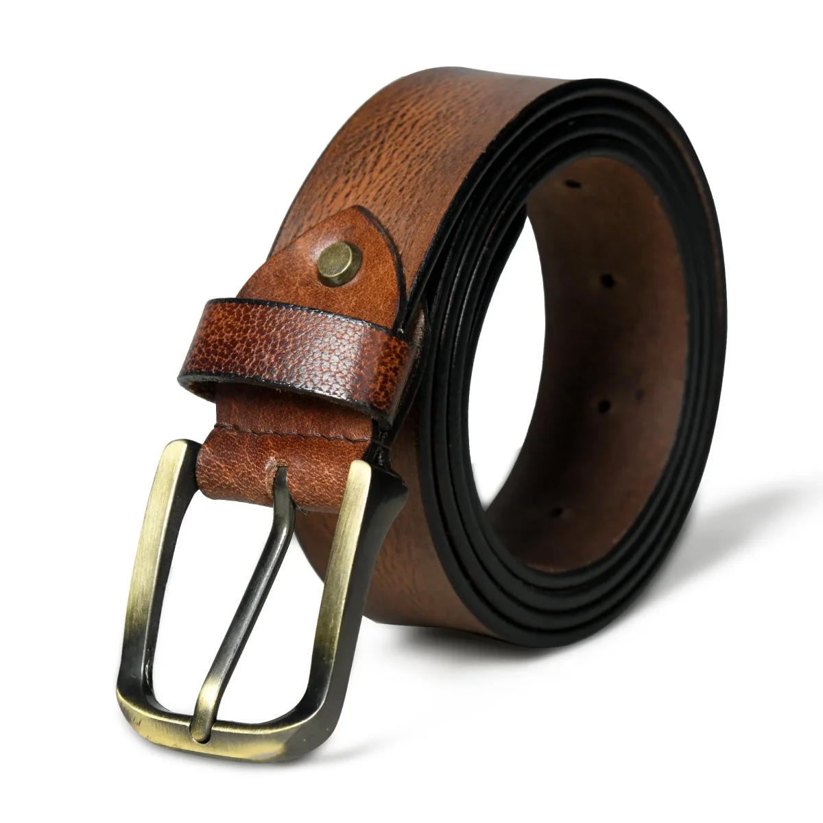Eden Tan Men's Leather Belt - Imagen 2