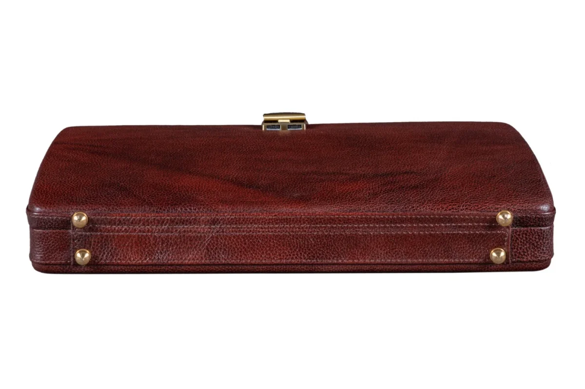 Executive Men's Leather Attache Briefcase Brown/Cherry Red - Imagen 6