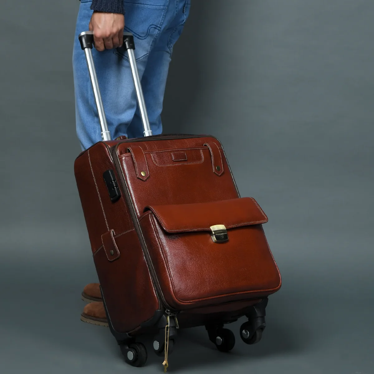 Leather Carry-On Trolly Bag - Imagen 2